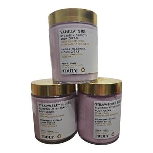 3 Qty TRULY Vanilla Girl Hydrate Smooth Body Cream Strawberry Kisses After‎Shave